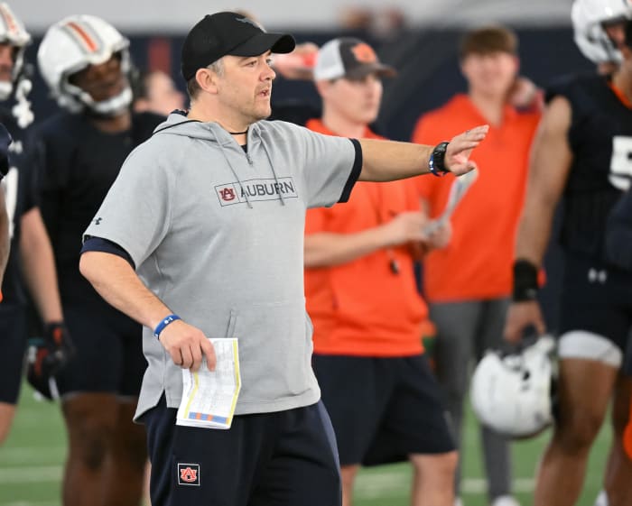 Coach Jeff Schmedding at Auburn football practice on Wednesday, March 16, 2022 in Auburn, Ala. Todd Van Emst/AU Athletics